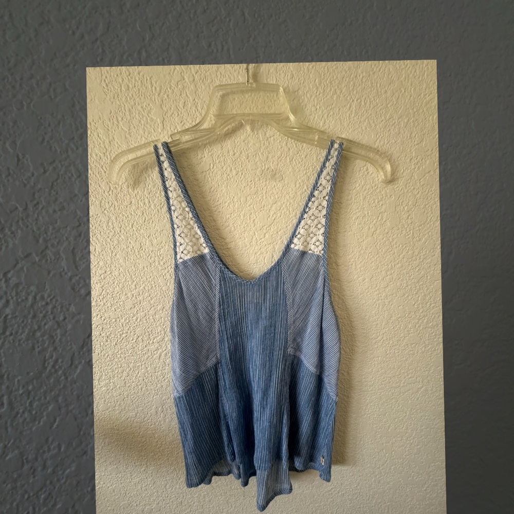 Hollister Blue Asymmetrical Crop Tank Top